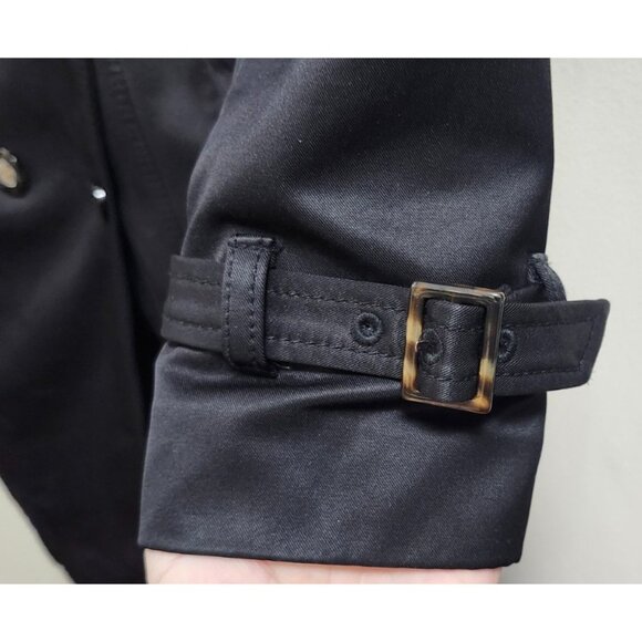 Dawn Levy Black Trench Coat S Removable Quilted Liner Belted Double Double Breas - Picture 10 of 16